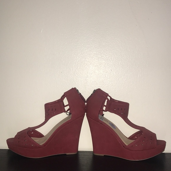 Women’s Jasmin Platform Wedges - Deep Red - Picture 5 of 5